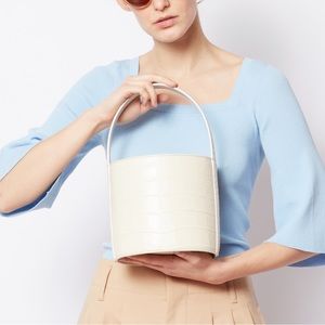 STAUD Bissett Croc Effect Bucket Bag